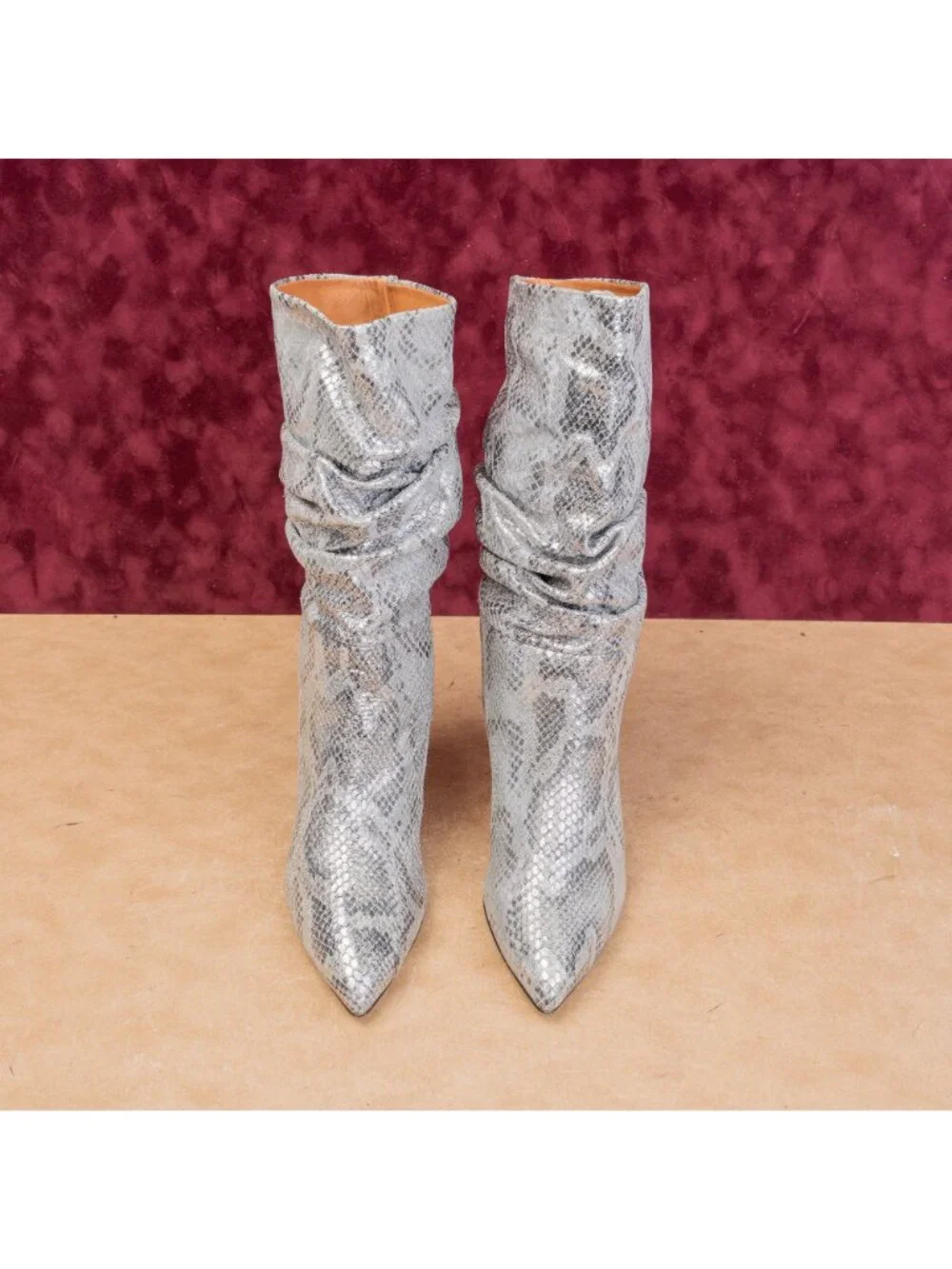 Paris Texas Women 60mm Slouchy Metallic Leather Pointy Toe Boots sz 6.5US EUR37